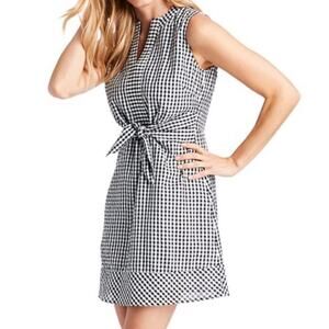 Vineyard Vines Gingham Tie Knot Front Dress Women's 10 Black White